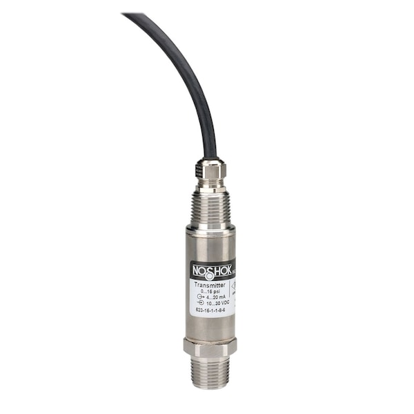 Pressure Transmitter, 0 psig to 6000 psig, 0.25% Accuracy (BFSL), 4 mA to 20 mA Output, 1/4 NPT Male, 1/2 NPT Conduit w/ 6 ft Cable Attached